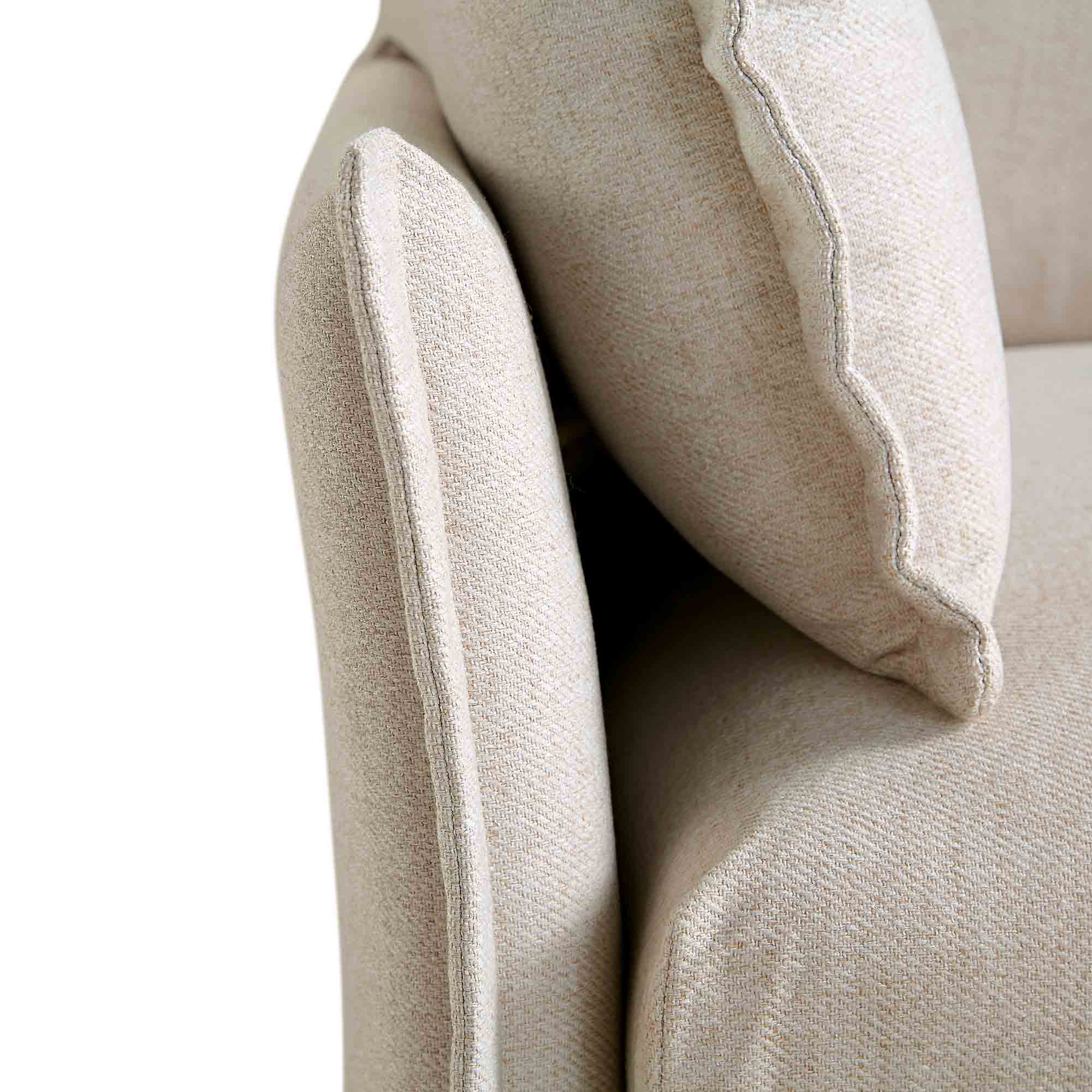 Pillow Edge Beige Fabric Sectional Sofa, 1-Seater