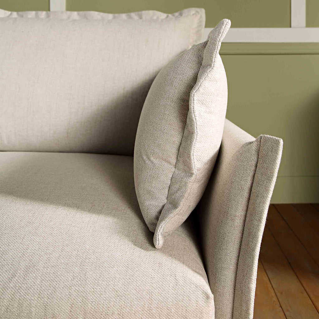 Pillow Edge Beige Fabric Sectional Sofa, 1-Seater