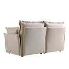 Pillow Edge Beige Fabric Sectional Sofa, 2-Seater