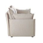 Pillow Edge Beige Fabric Sectional Sofa, 2-Seater
