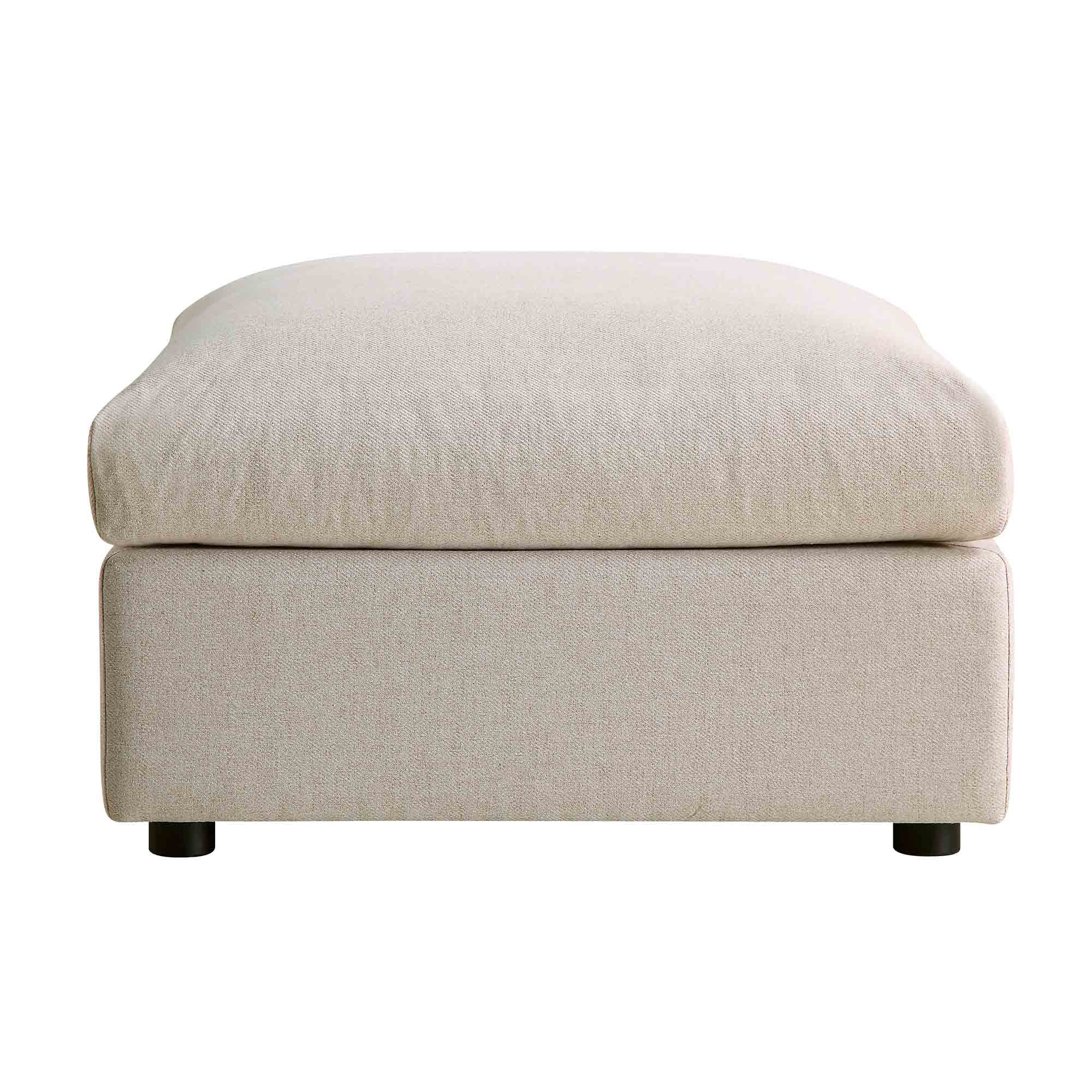 Beige Fabric Pouffe