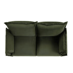 Pillow Edge Moss Green Velvet Sectional Sofa, 2-Seater