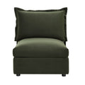 Pillow Edge Moss Green Velvet Sectional Sofa, 1 Seater Armless