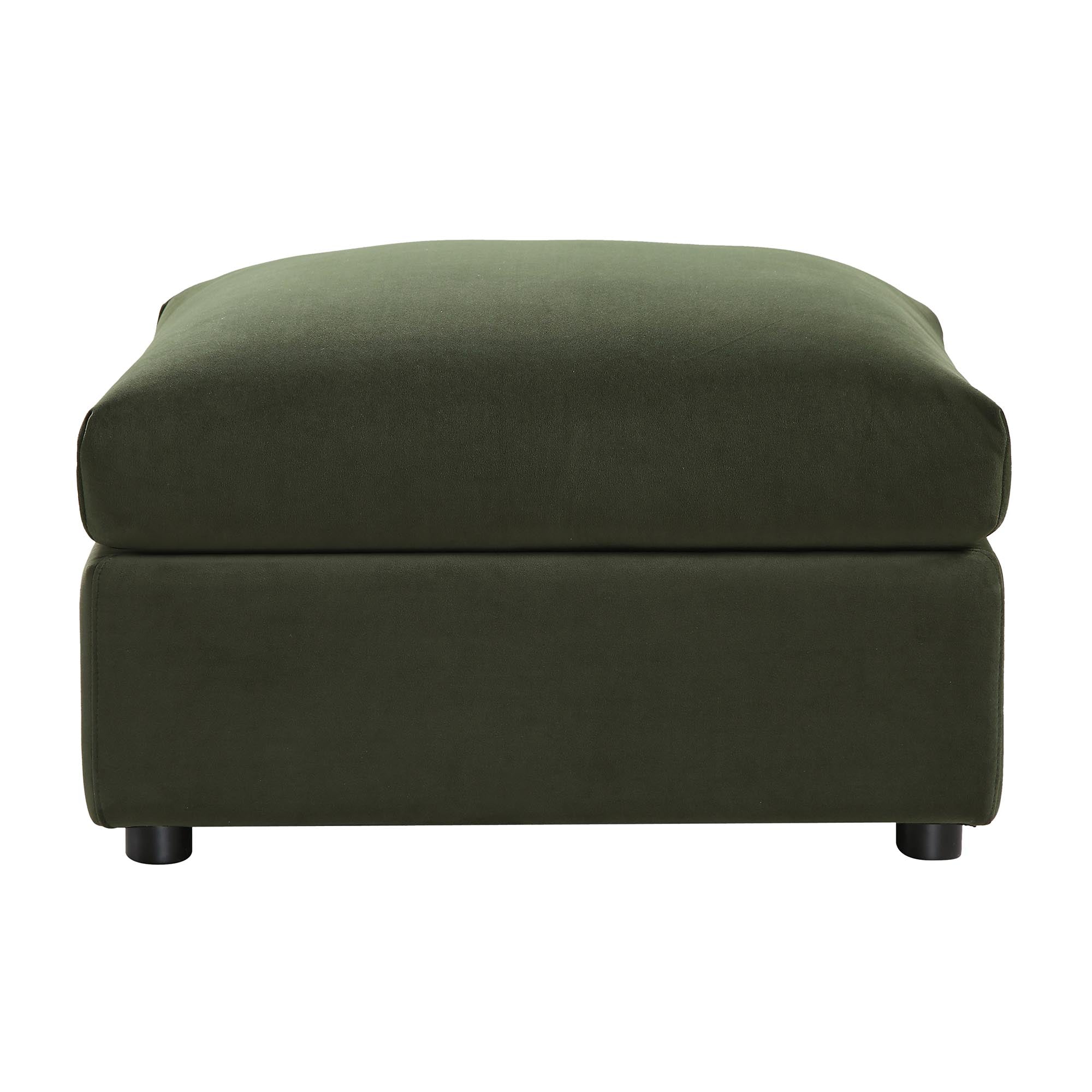 Moss Green Velvet Fabric Pouffe