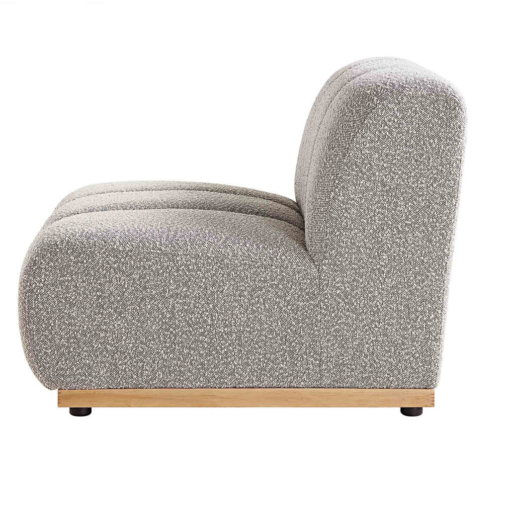 Taupe Boucle Sectional Sofa, 1-Seater Armless Sofa