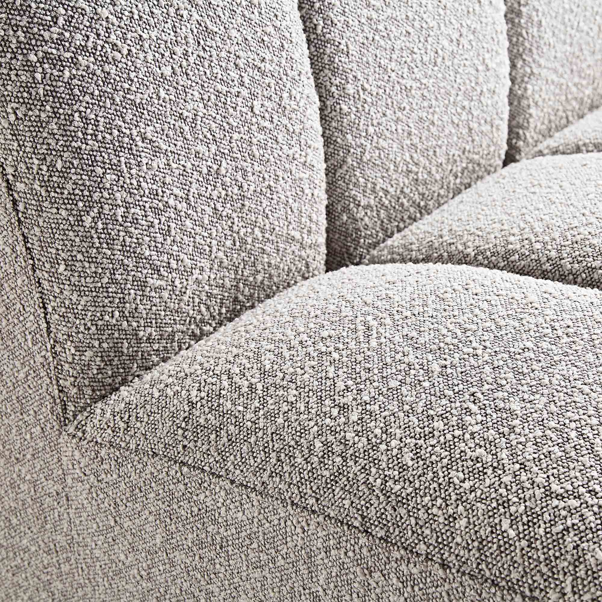 Taupe Boucle Sectional Sofa, 1-Seater Armless Sofa