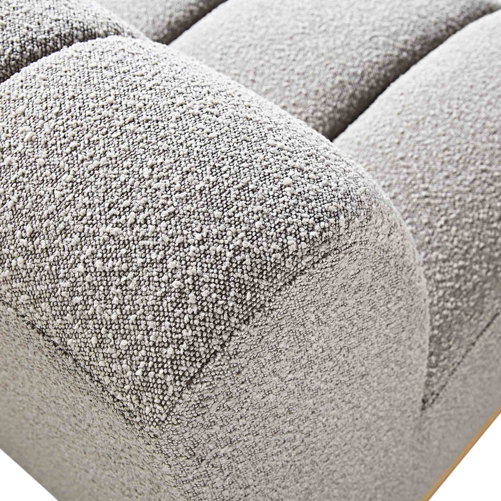 Taupe Boucle Sectional Sofa, 1-Seater Armless Sofa