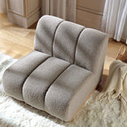 Taupe Boucle Sectional Sofa, 1-Seater Armless Sofa