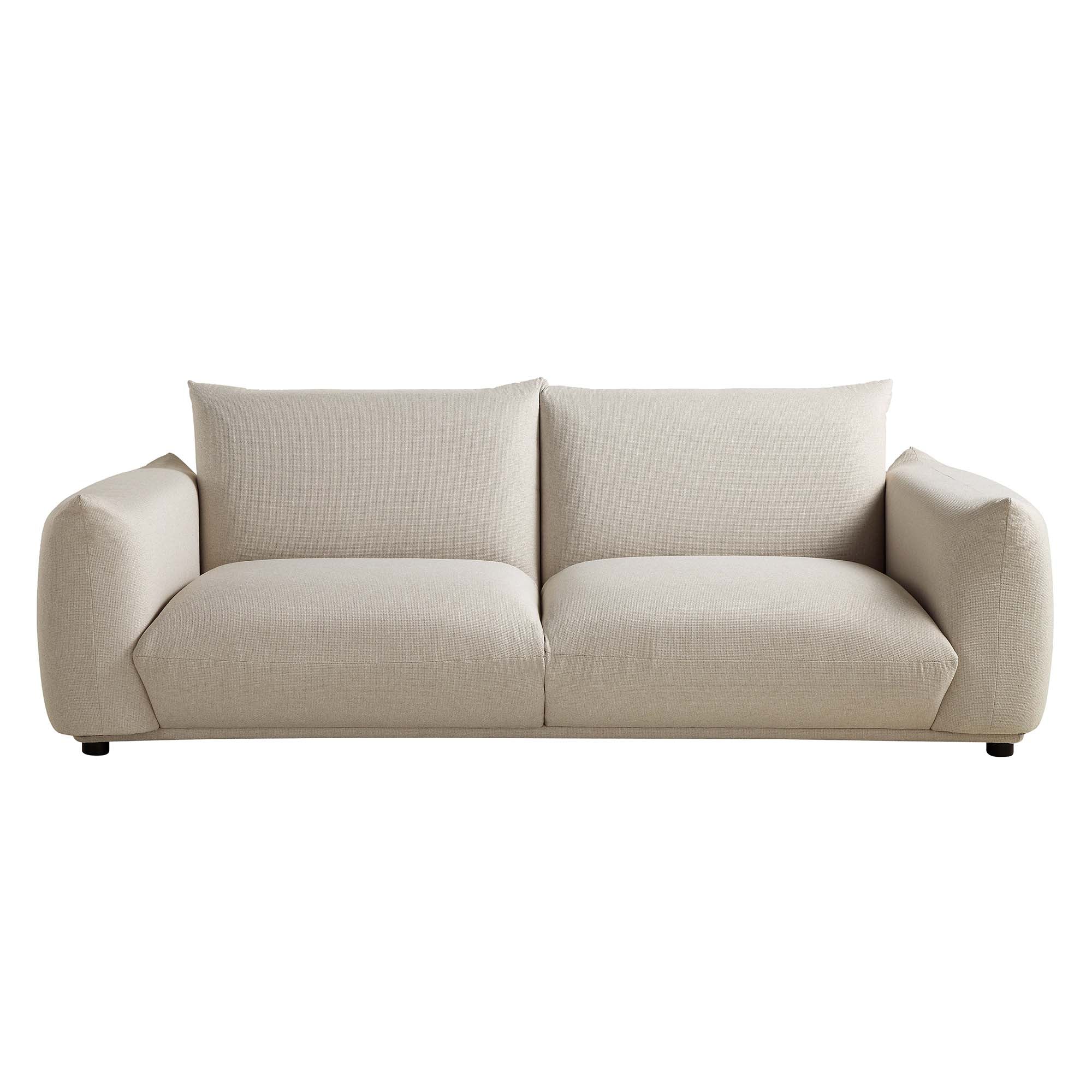 Three Seater Sofa, Beige Woven Fabric