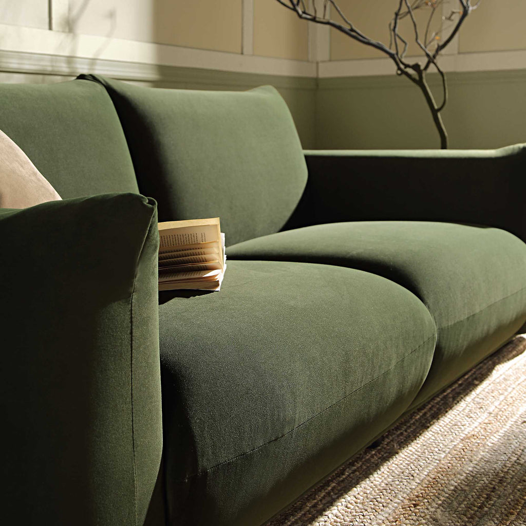 Three Seater Sofa, Moss Green Velvet