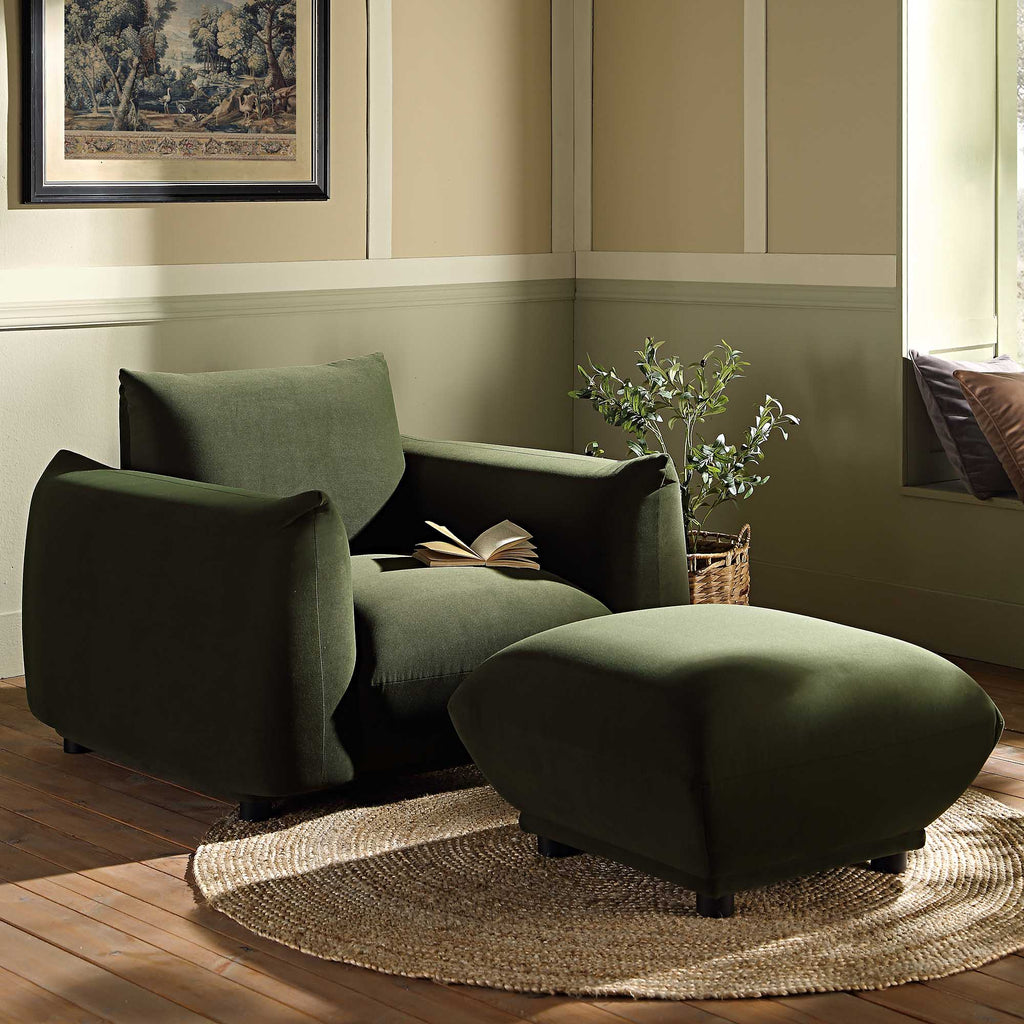 Armchair, Moss Green Velvet