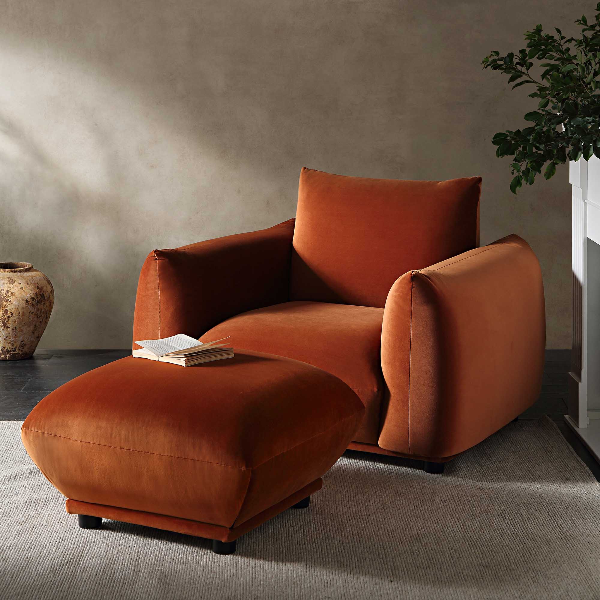 Armchair, Rust Velvet