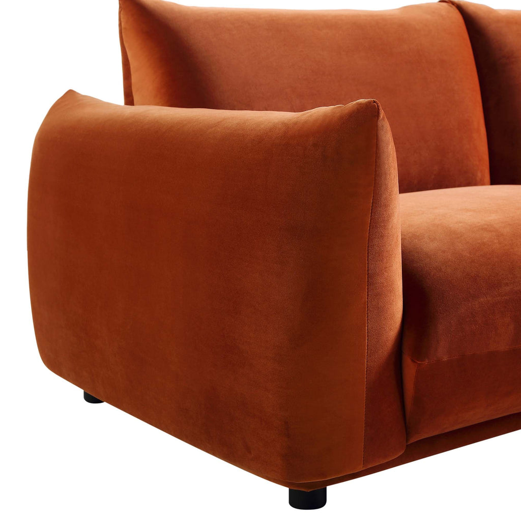 Three Seater Sofa, Rust Velvet