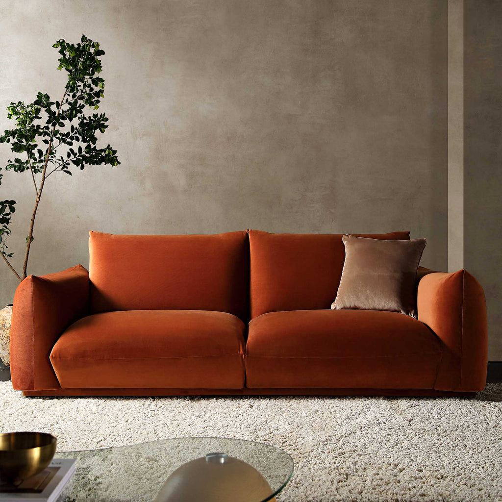 Three Seater Sofa, Rust Velvet