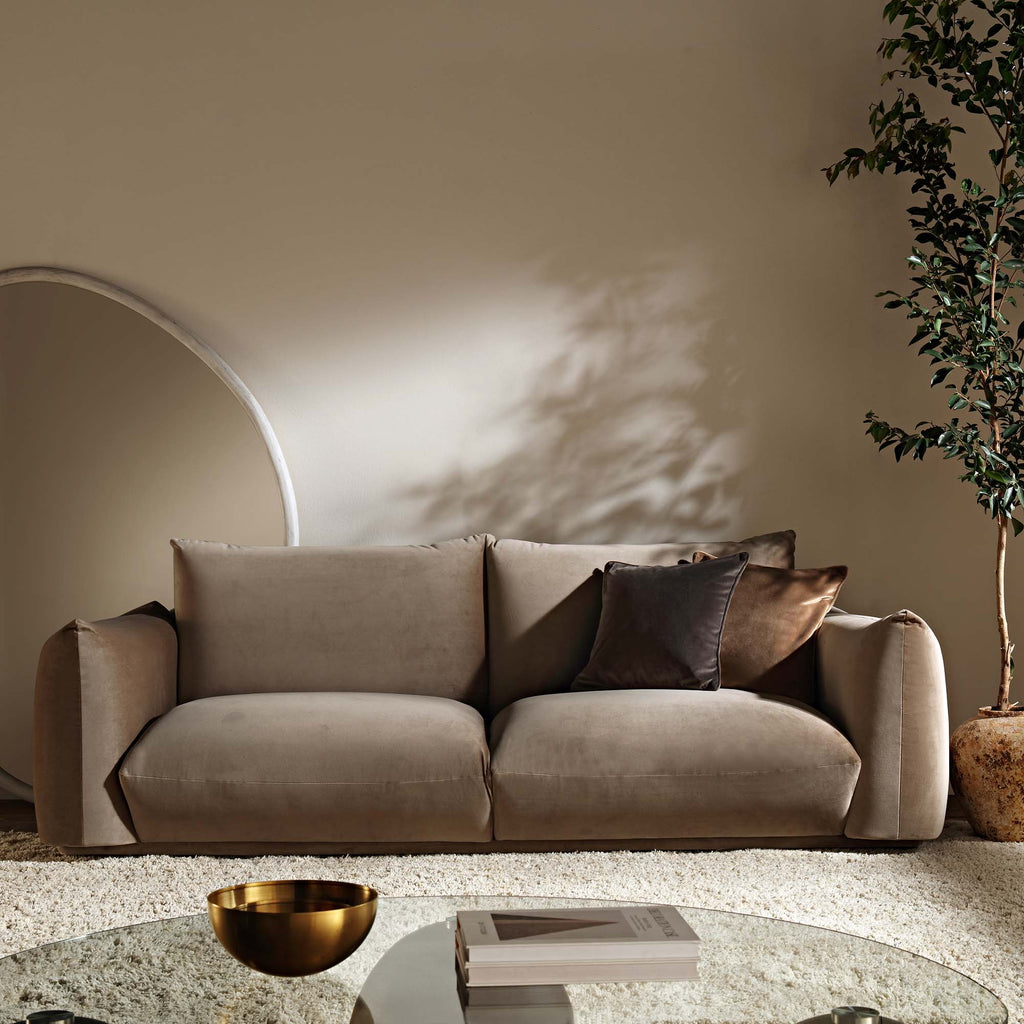 Three Seater Sofa, Mink Velvet