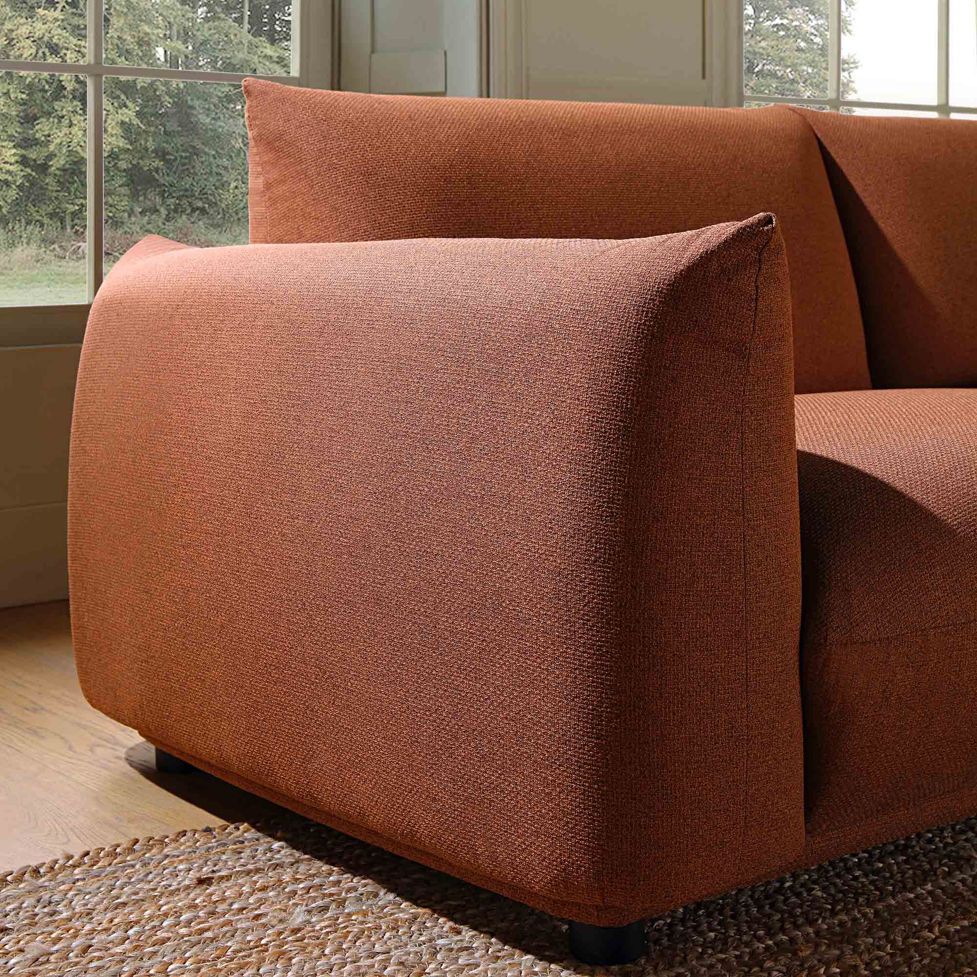 Three Seater Sofa, Terracotta Fabric