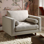 Armchair, Beige Woven Fabric