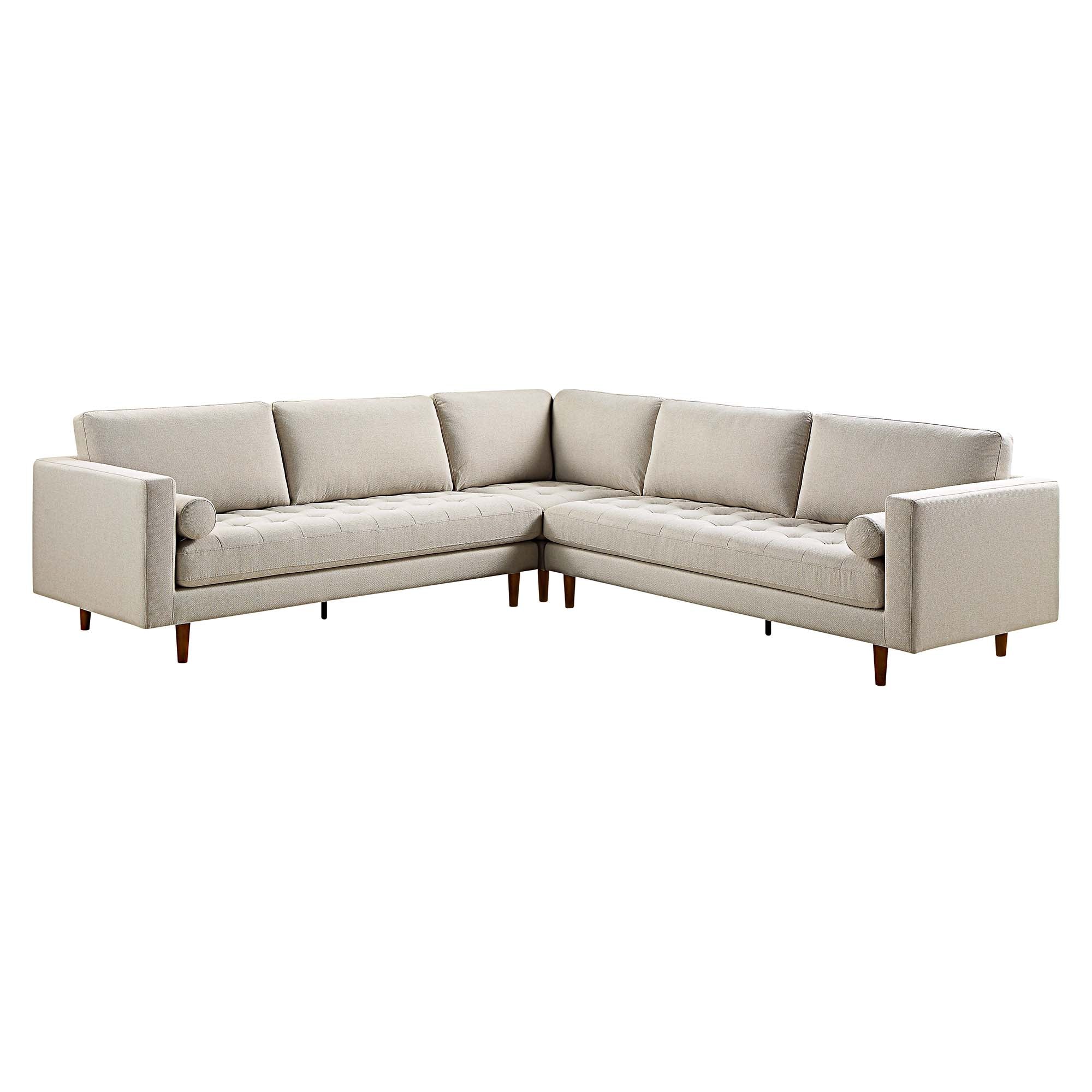 5+Seater Corner Sofa, Beige Woven Fabric