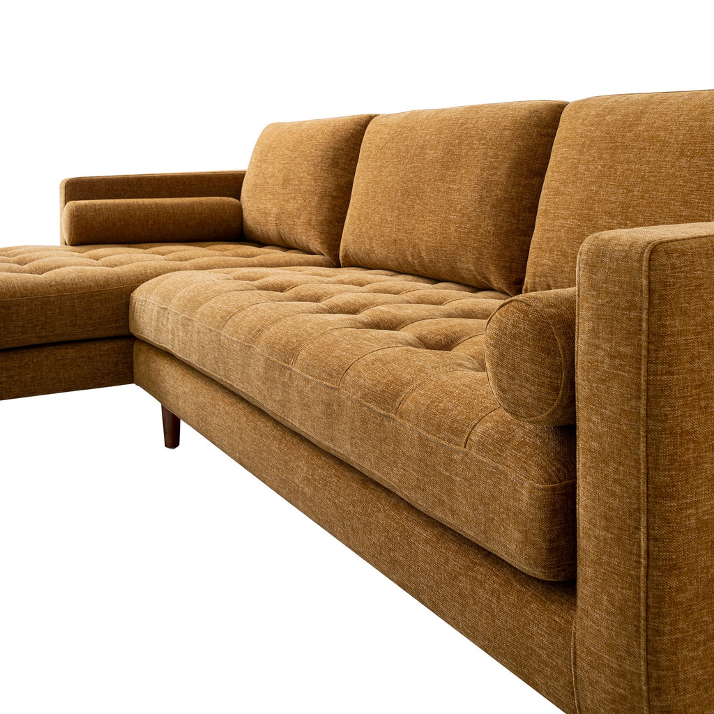 Spiced Honey Chenille Grand 4-Seater Chaise End Sofa, Left Hand Facing