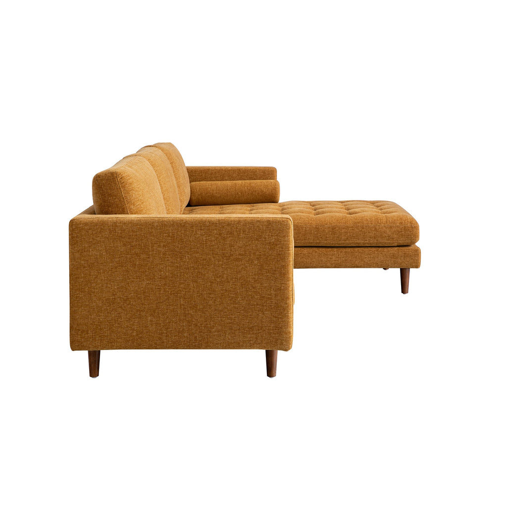 Spiced Honey Chenille Grand 4-Seater Chaise End Sofa, Right Hand Facing