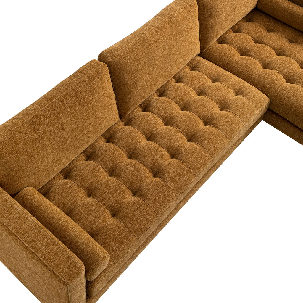 Spiced Honey Chenille Grand 4-Seater Chaise End Sofa, Right Hand Facing