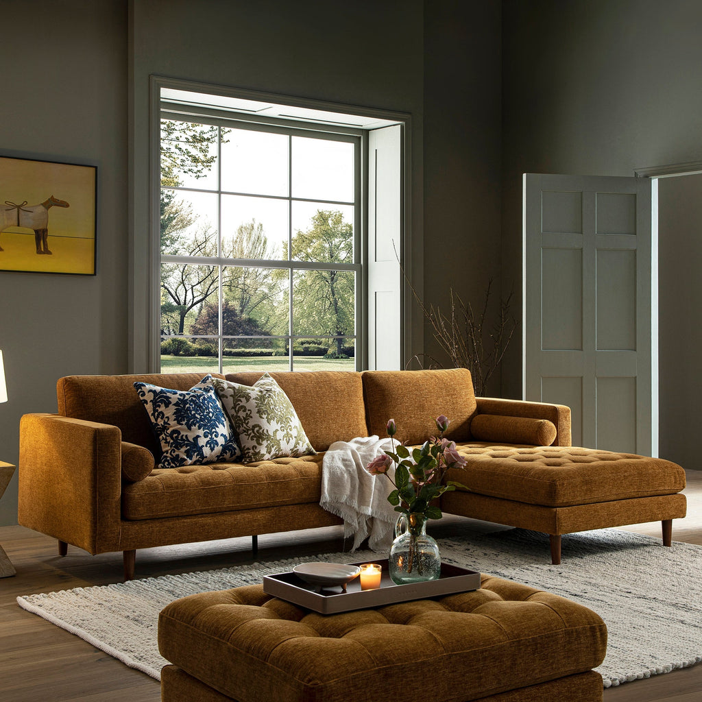 Spiced Honey Chenille Grand 4-Seater Chaise End Sofa, Right Hand Facing