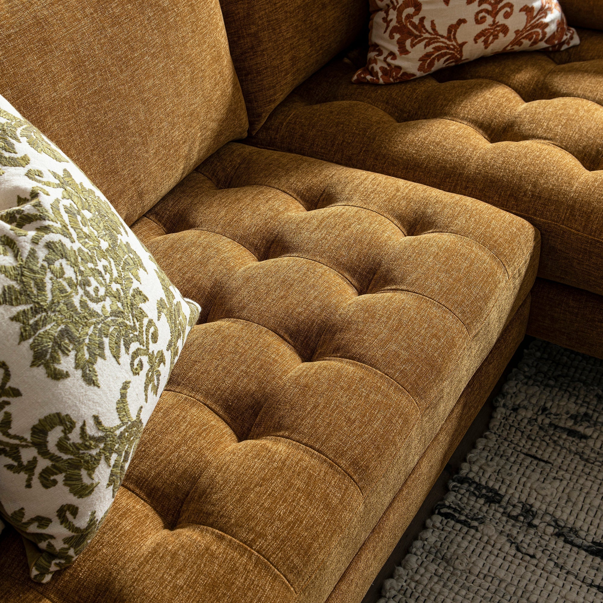 Spiced Honey Chenille Grand 4-Seater Chaise End Sofa, Right Hand Facing