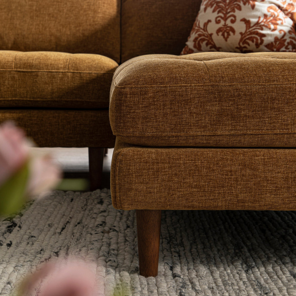 Spiced Honey Chenille Grand 4-Seater Chaise End Sofa, Right Hand Facing
