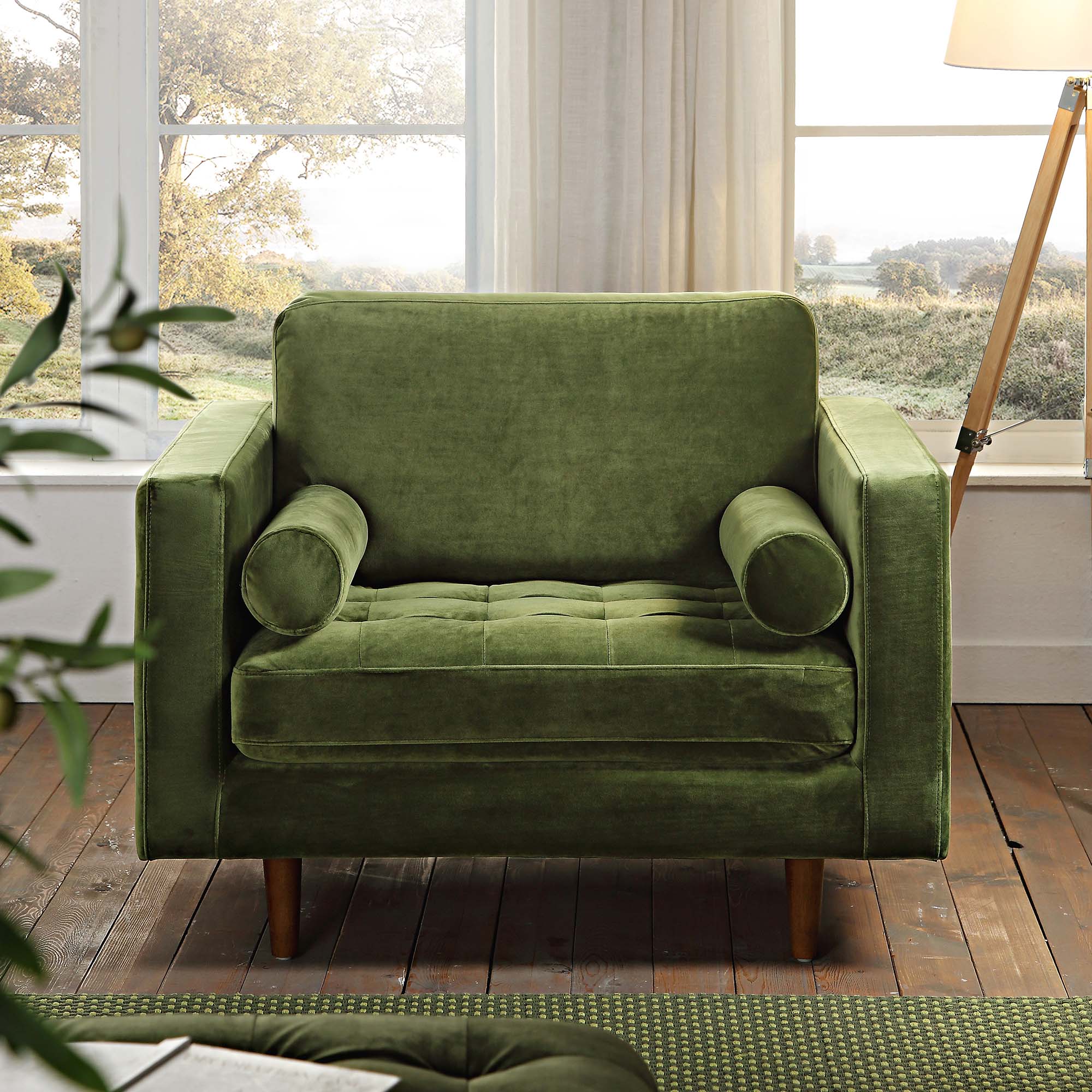 Armchair, Moss Green Velvet