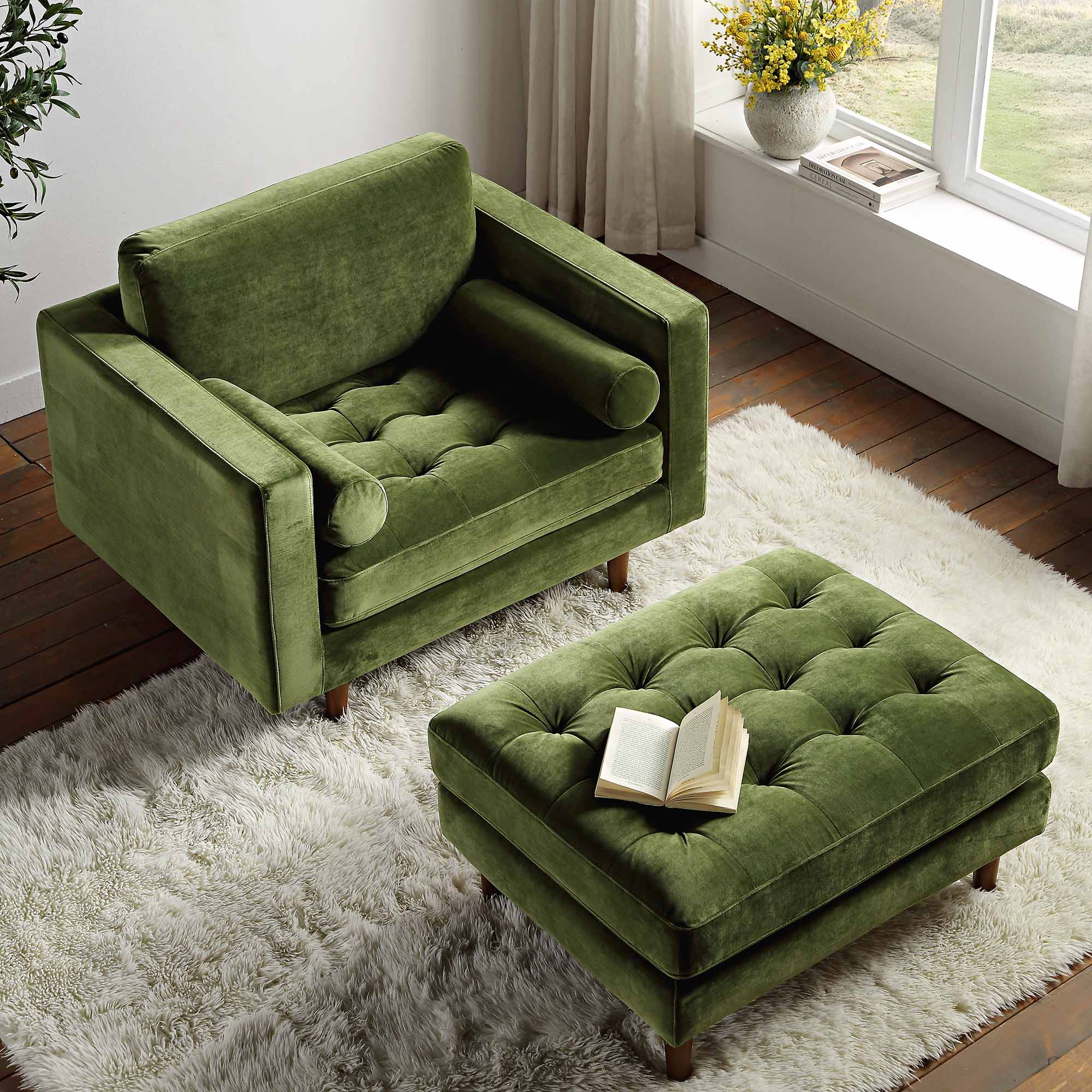 Armchair, Moss Green Velvet