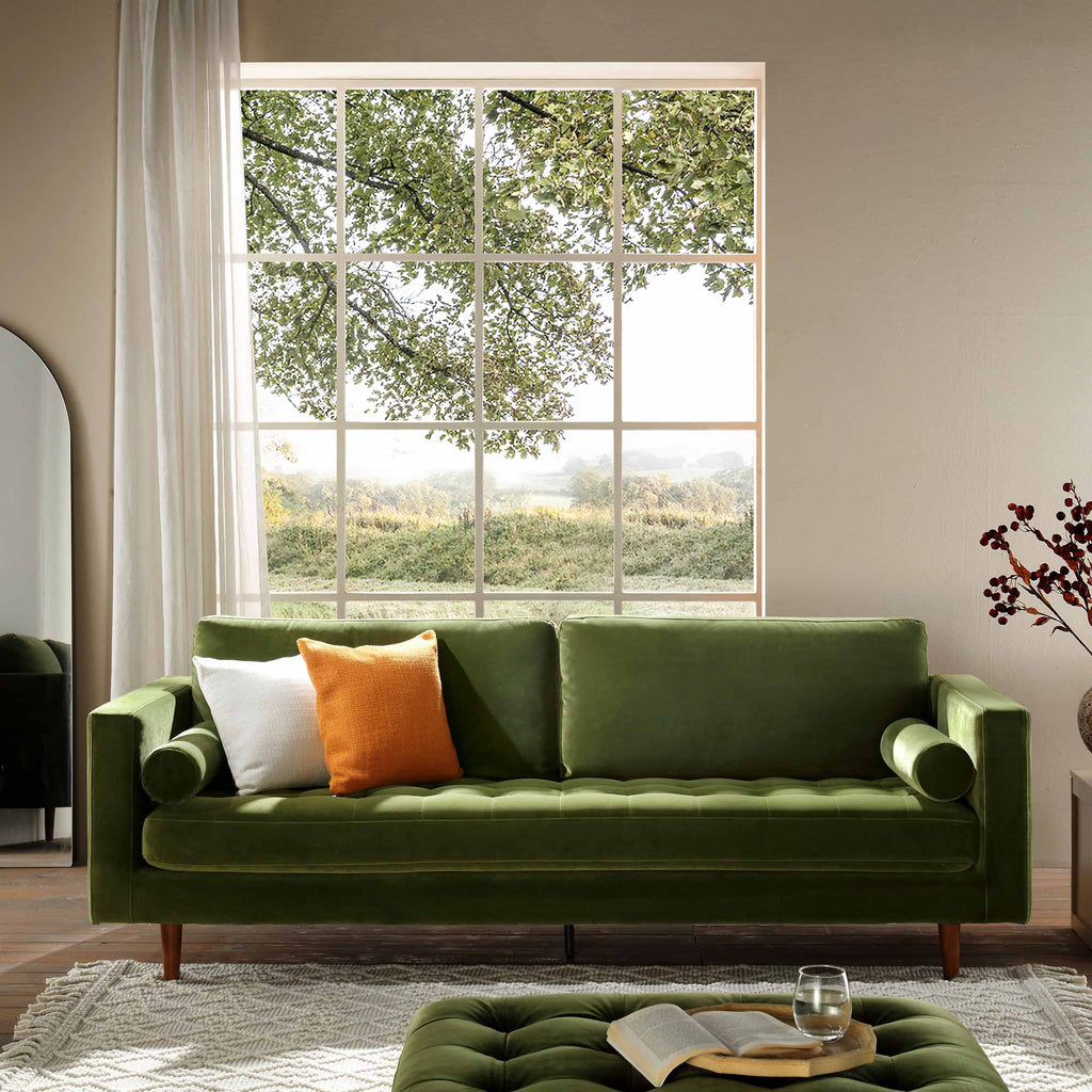 Camel Velvet Sofa, Loveseat