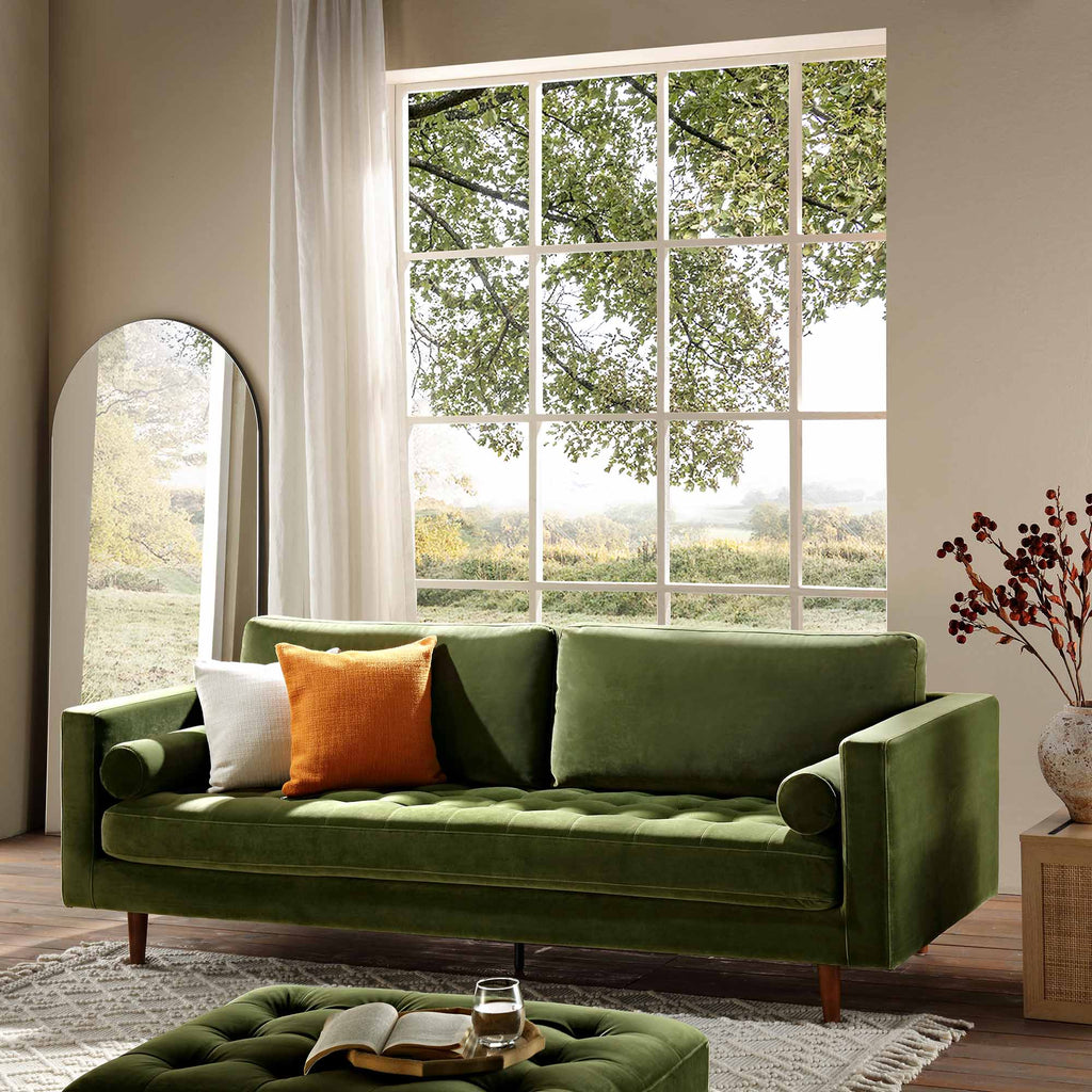 Camel Velvet Sofa, Loveseat