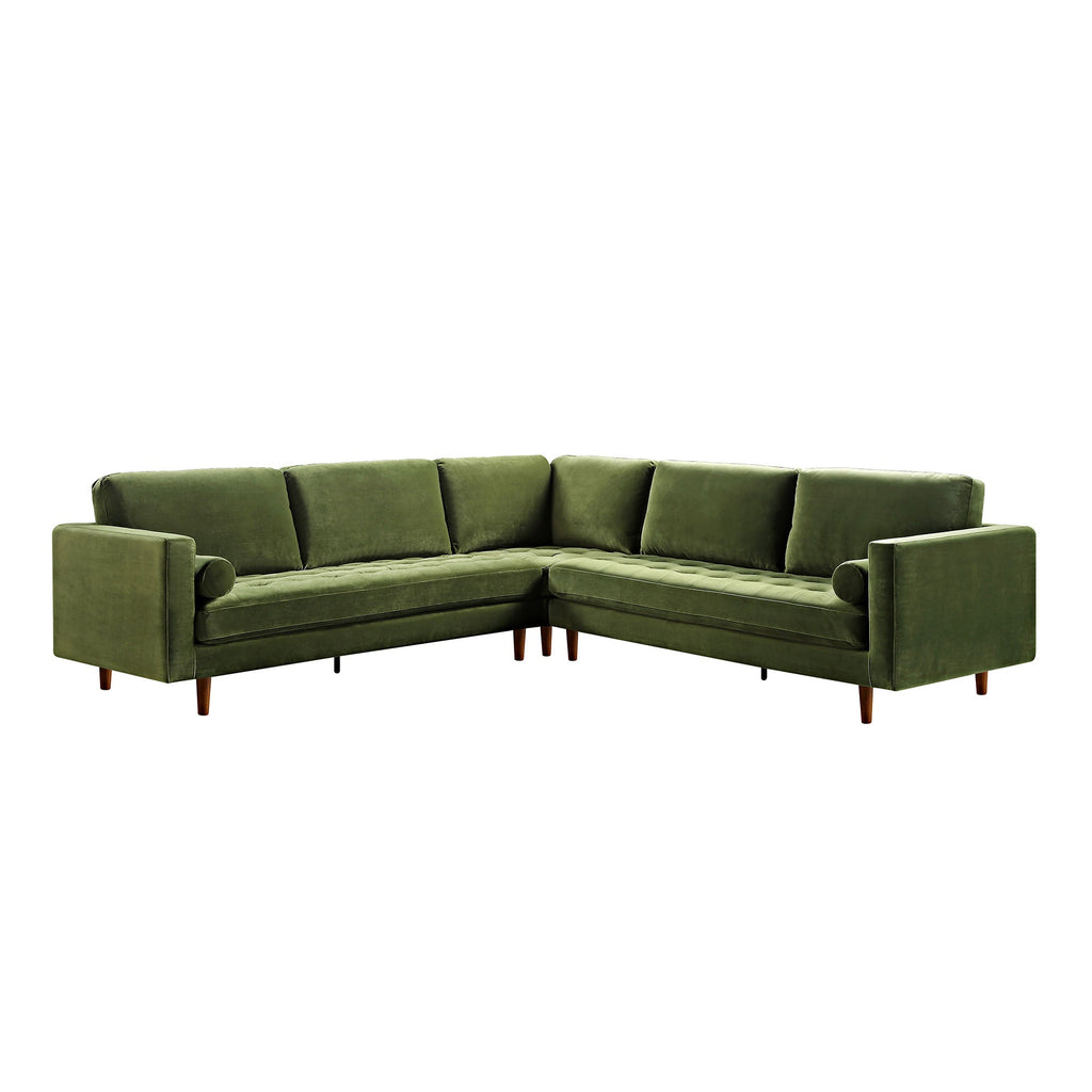 5+Seater Corner Sofa, Moss Green Velvet