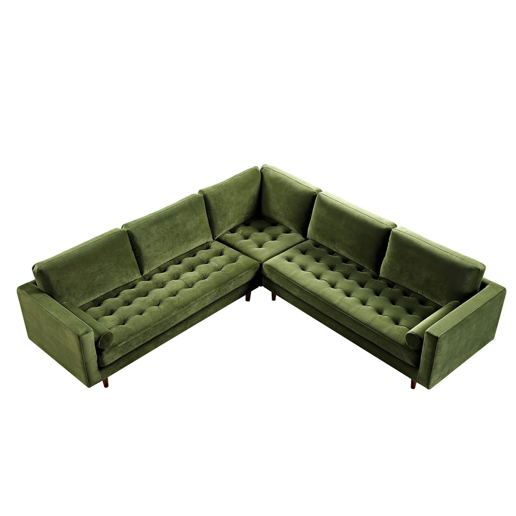 5+Seater Corner Sofa, Moss Green Velvet
