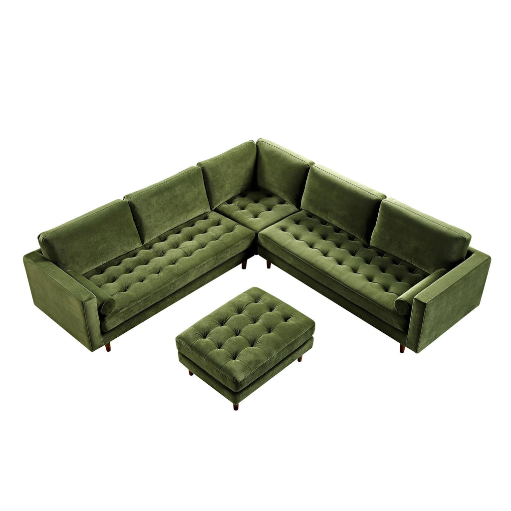 5+Seater Corner Sofa, Moss Green Velvet