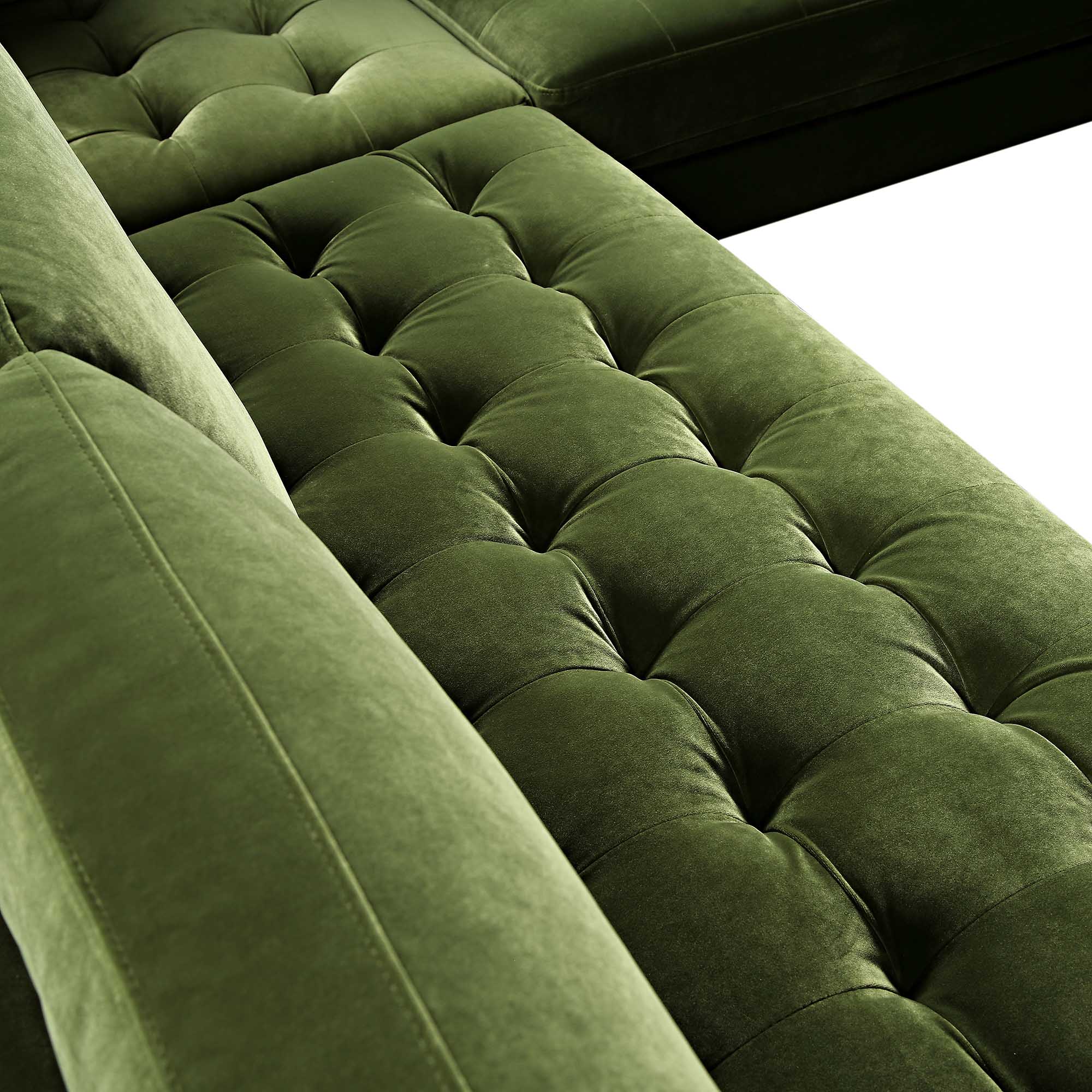 5+Seater Corner Sofa, Moss Green Velvet