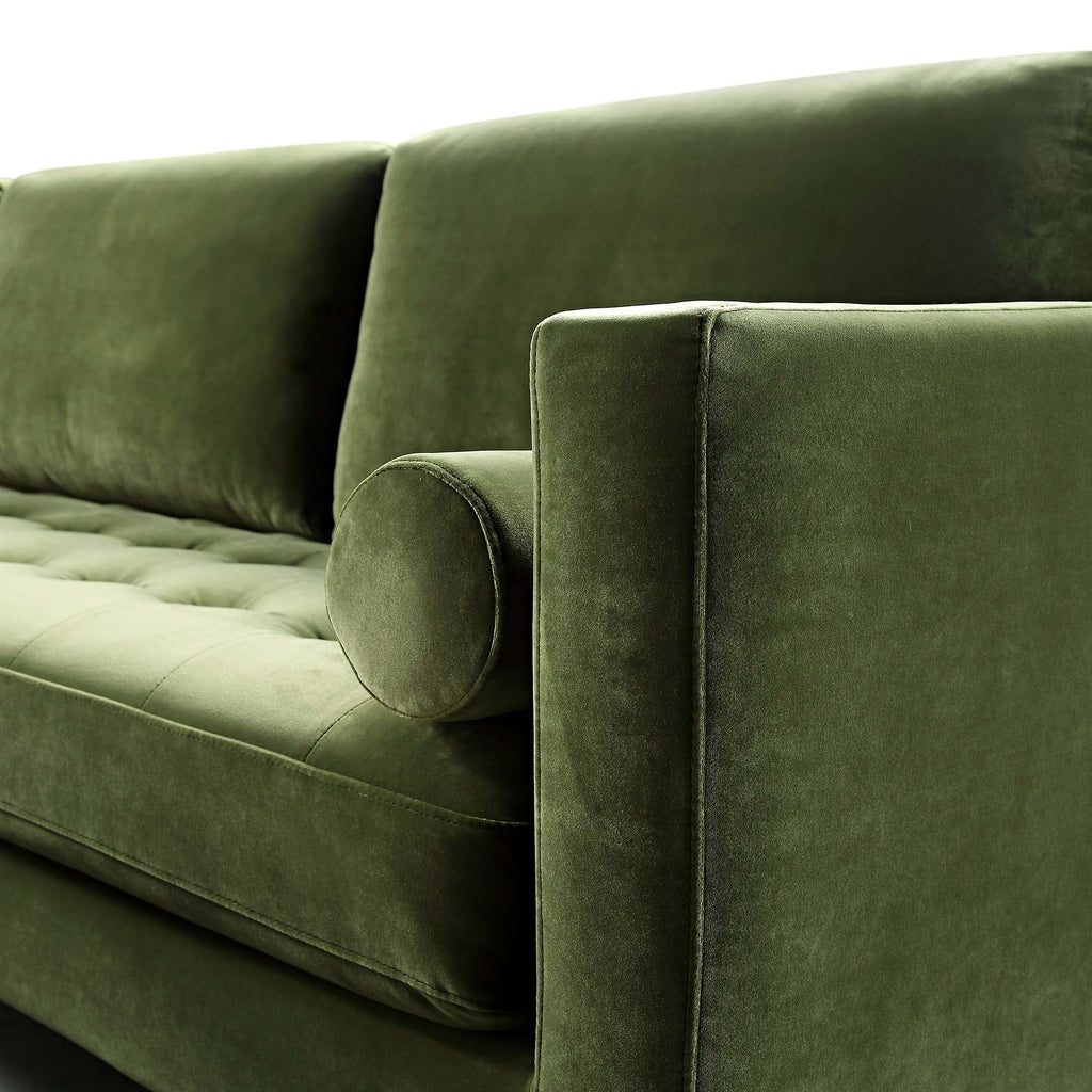5+Seater Corner Sofa, Moss Green Velvet