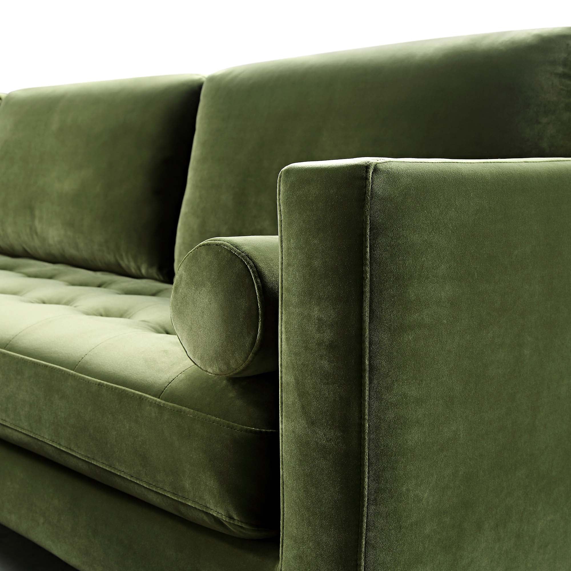 5+Seater Corner Sofa, Moss Green Velvet