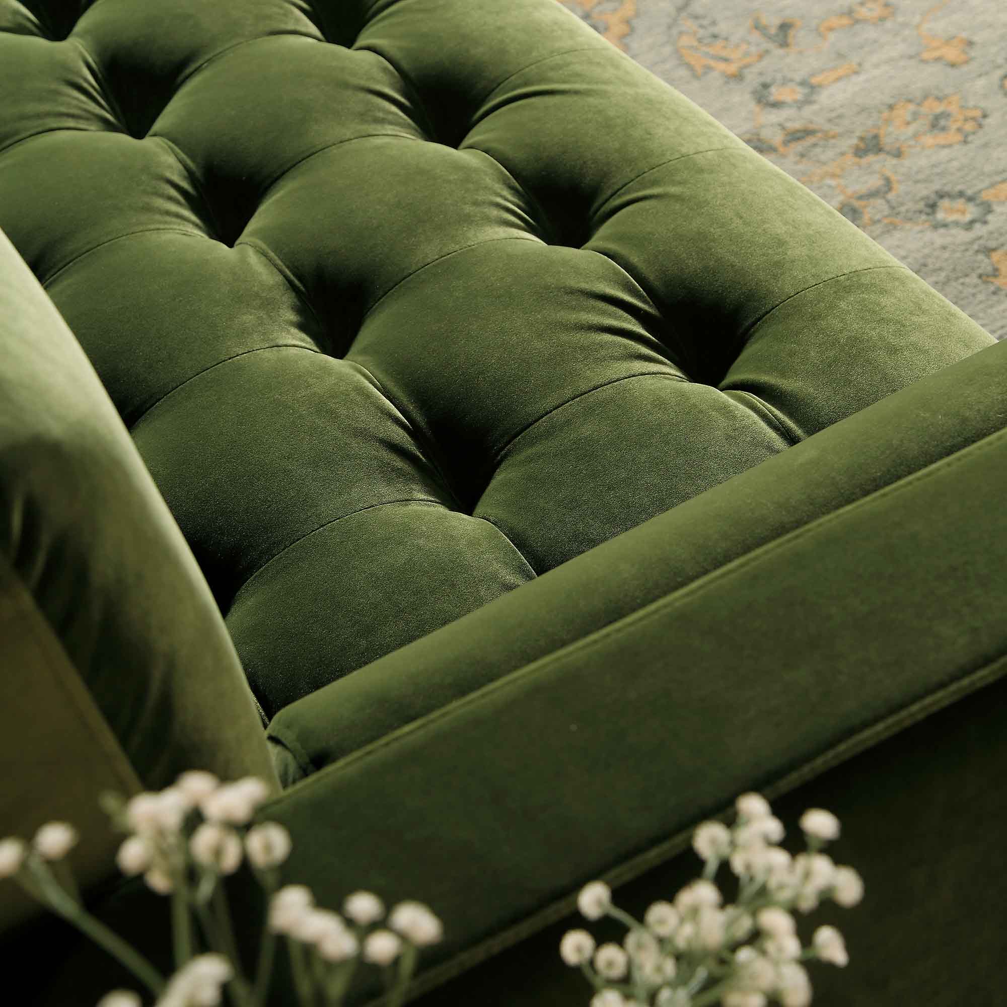 5+Seater Corner Sofa, Moss Green Velvet