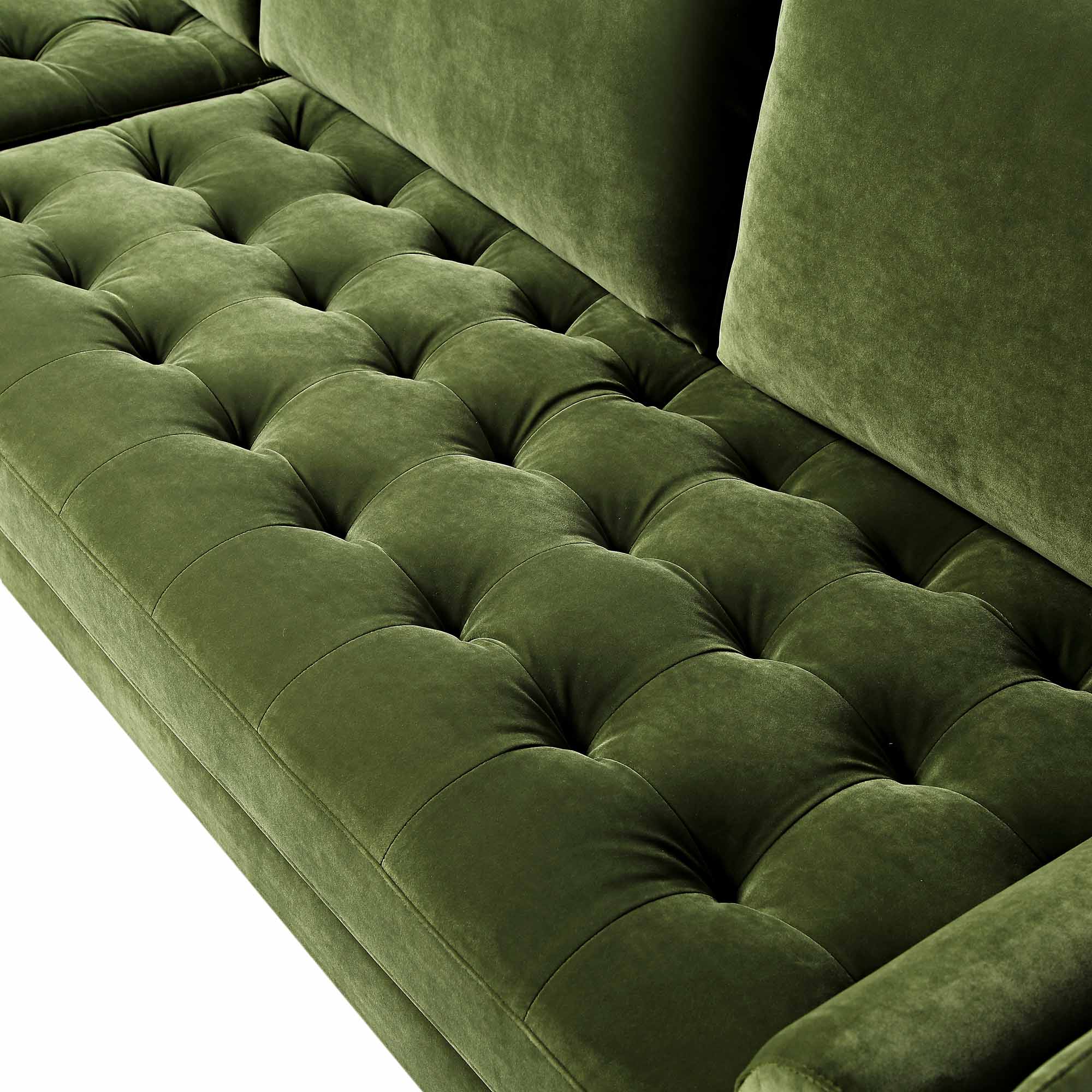 Moss Green Velvet Grand 4-Seater Chaise End Sofa, Left Hand Facing
