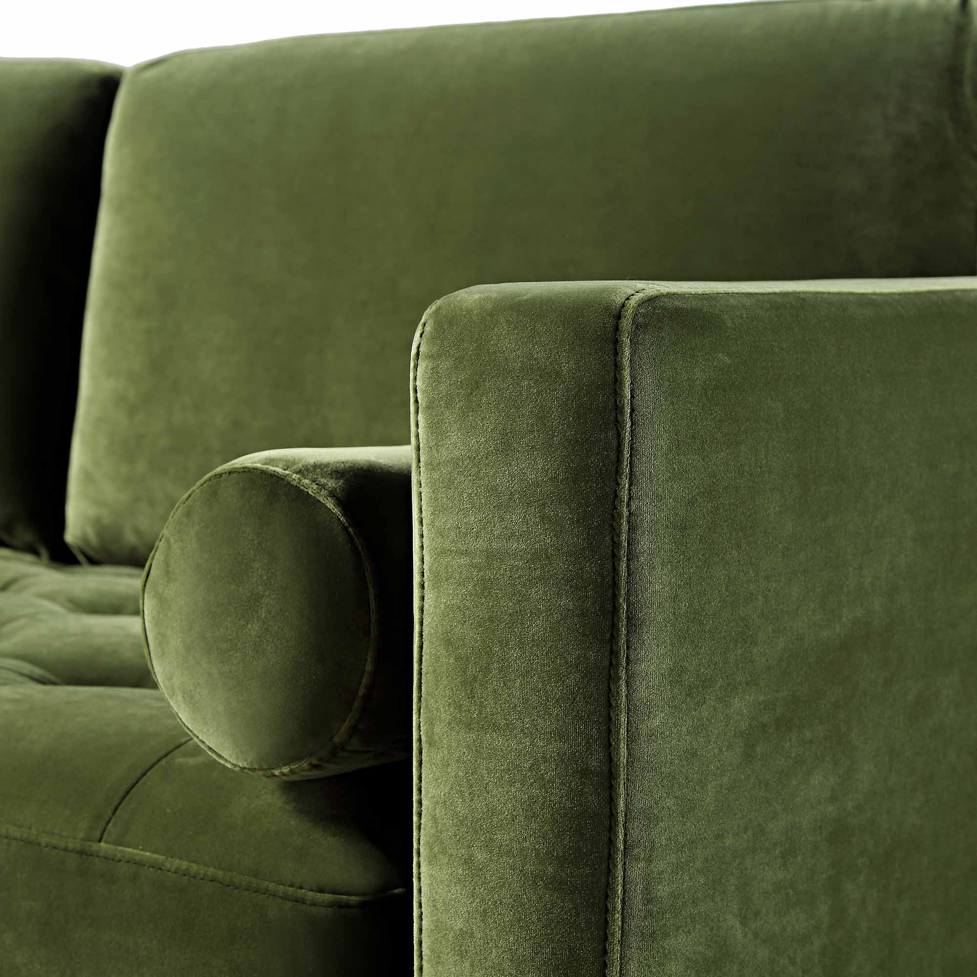 Moss Green Velvet Grand 4-Seater Chaise End Sofa, Left Hand Facing