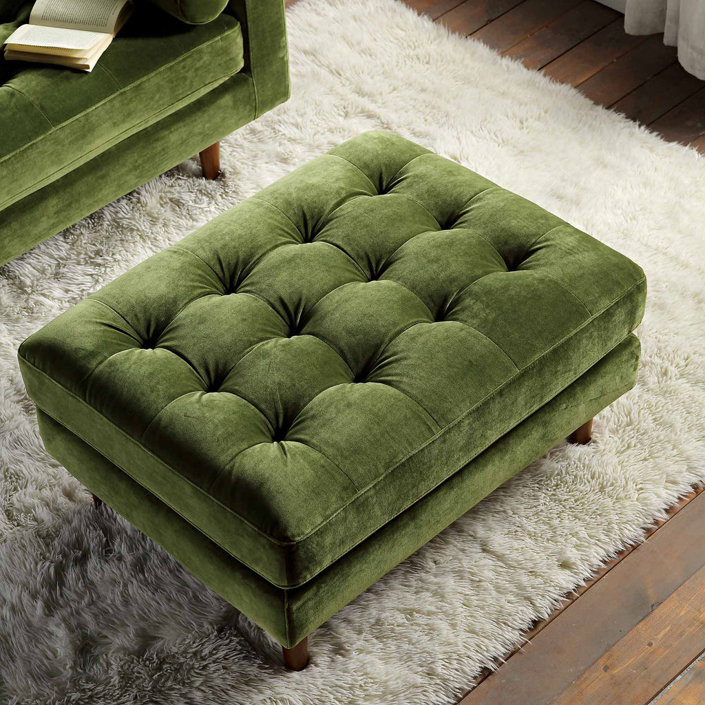 Ottoman, Moss Green Velvet