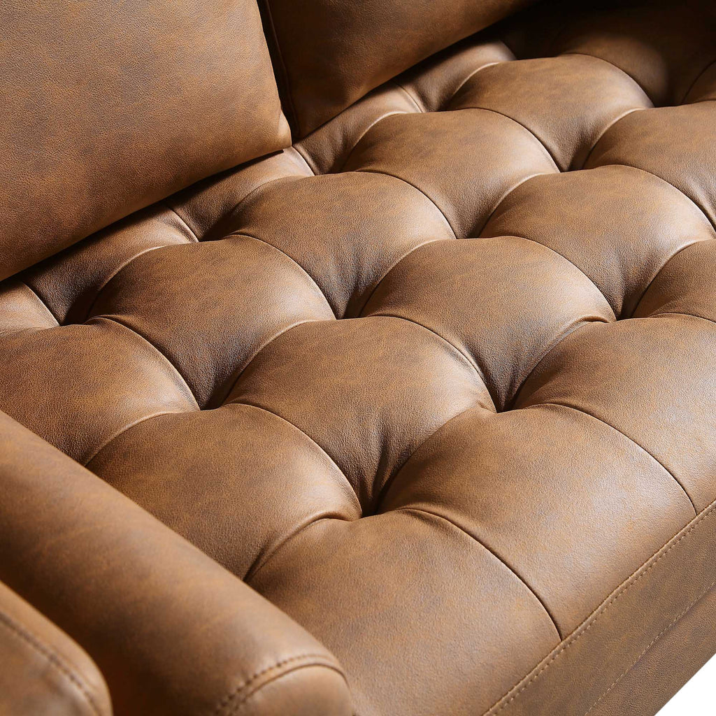 2-Seater Sofa, Tan Faux Suede