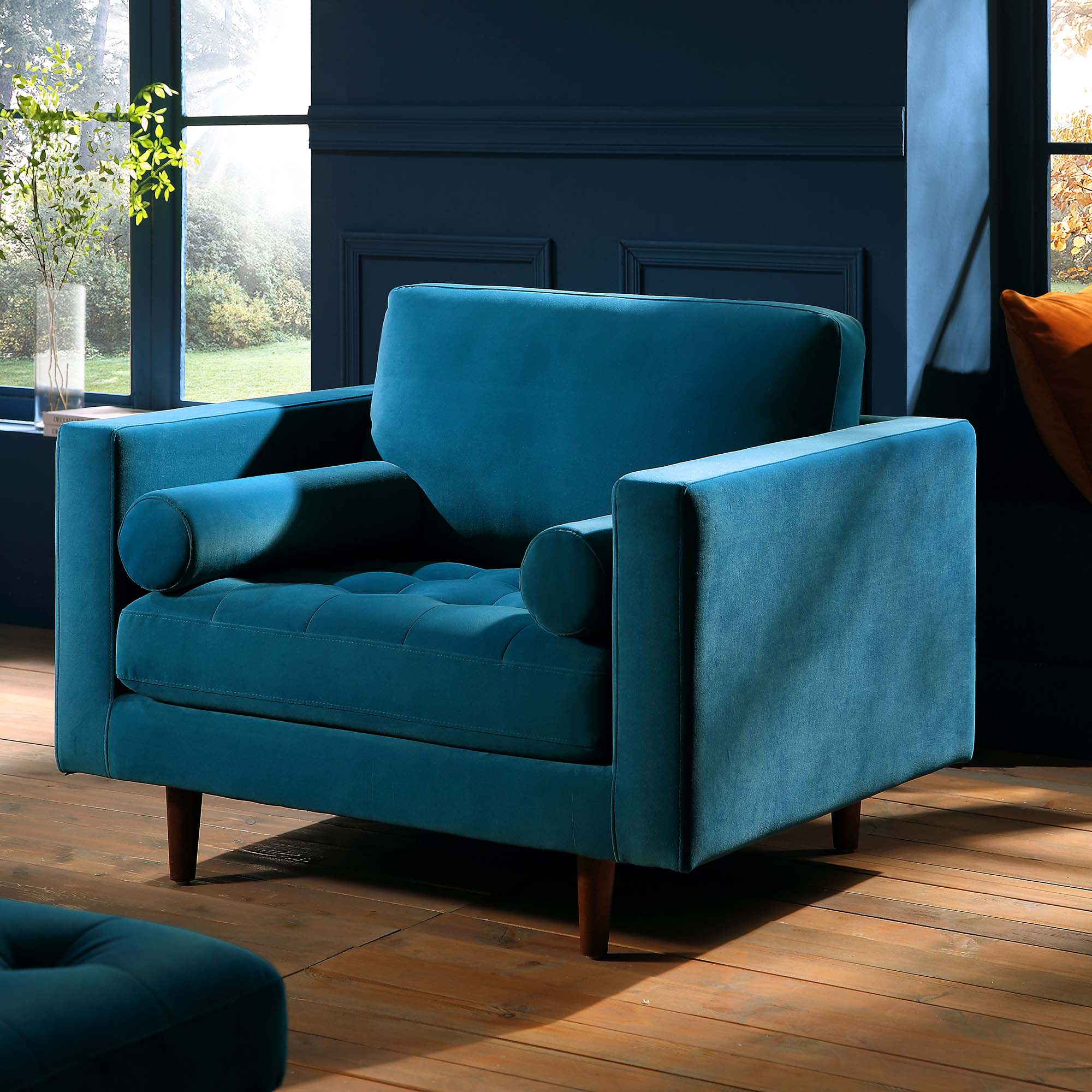 Armchair, Teal Velvet