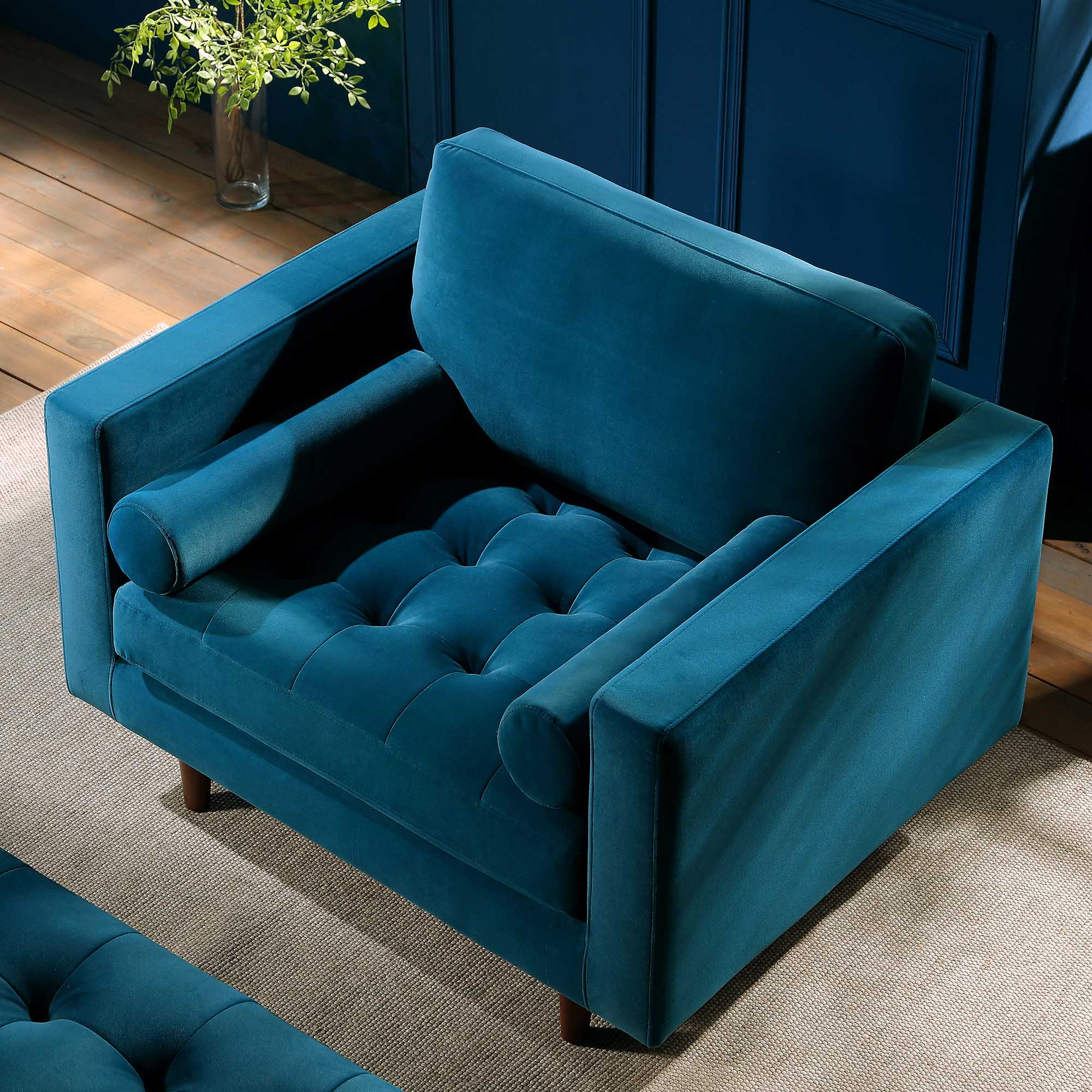 Armchair, Teal Velvet