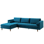 Teal Velvet Grand 4-Seater Chaise End Sofa, Left Hand Facing