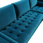 Teal Velvet Grand 4-Seater Chaise End Sofa, Left Hand Facing