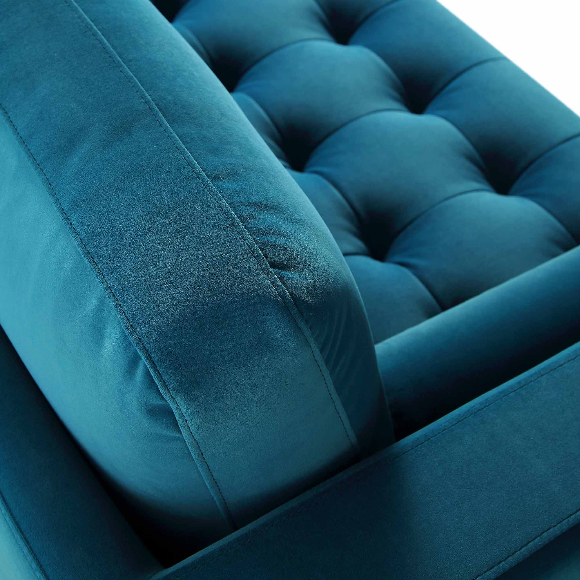 Teal Velvet Grand 4-Seater Chaise End Sofa, Left Hand Facing