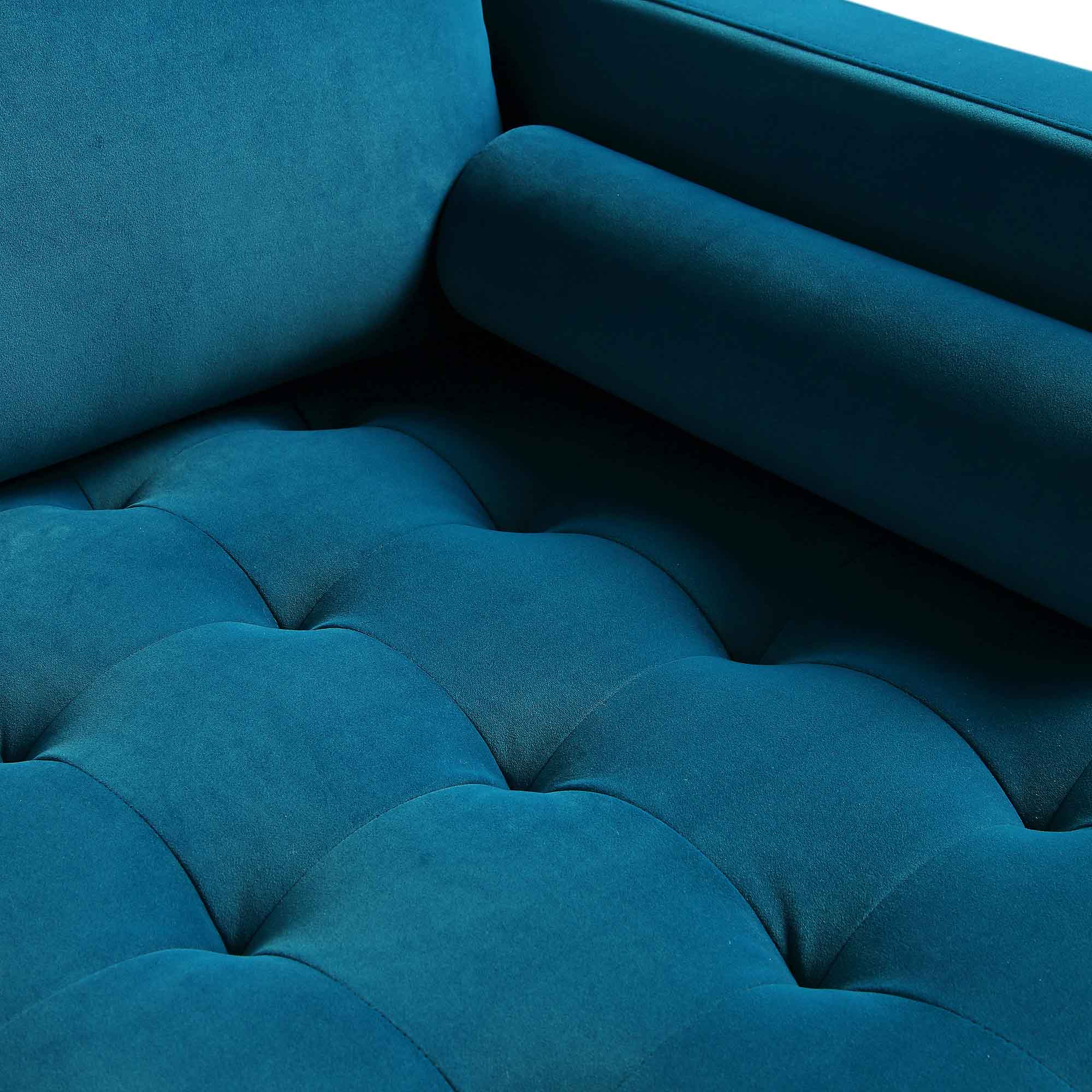 Teal Velvet Grand 4-Seater Chaise End Sofa, Left Hand Facing
