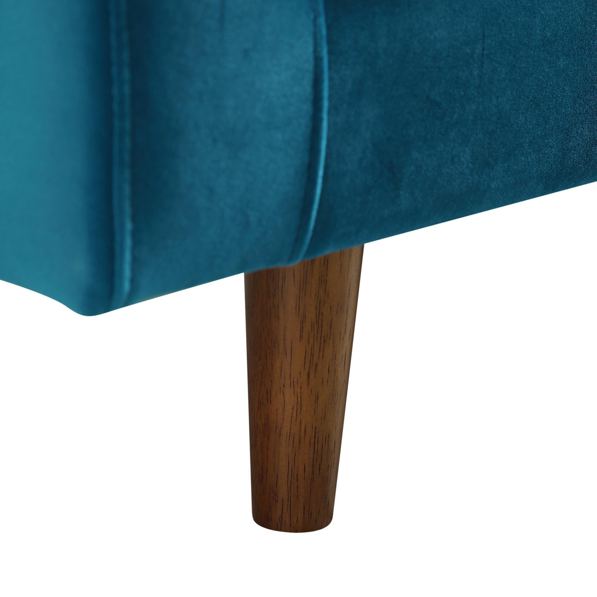 Teal Velvet Grand 4-Seater Chaise End Sofa, Left Hand Facing
